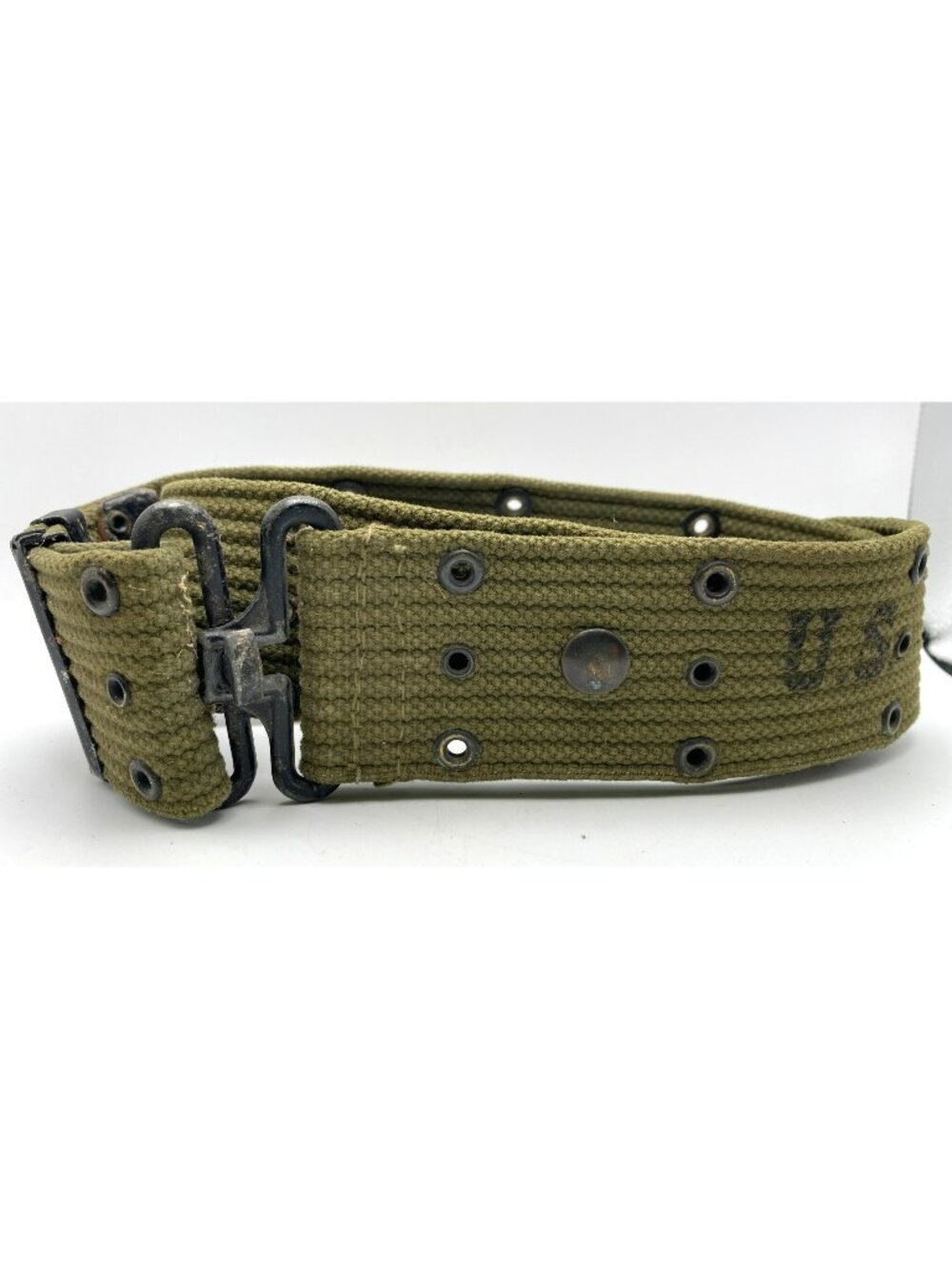 Vintage US Army M1936 Pistol Belt WWII Military Olive Drab Adjustable 41-34"